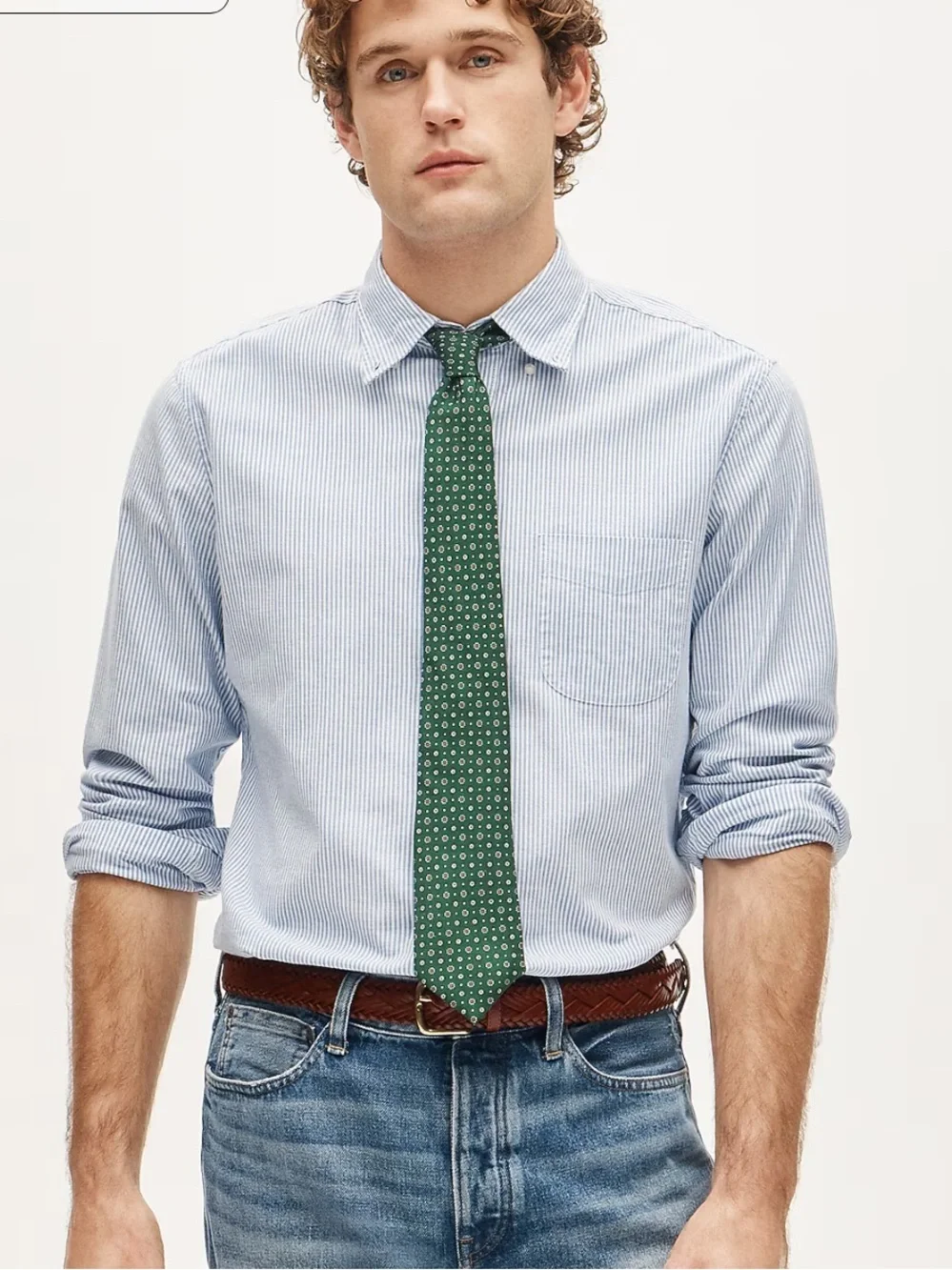 J crew Broken-in organic cotton oxford shirt university stripe rain slim fit